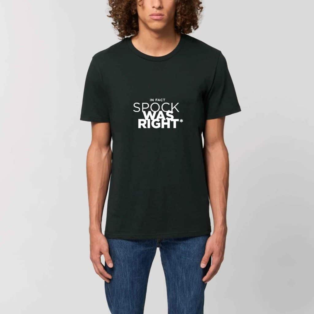 Le t-shirt graphique unisexe noir et blanc "SPOCK WAS RIGHT" NEAROOANA